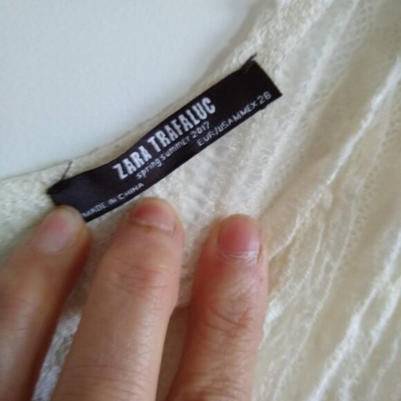 ZARA off white Elegant Sheer Floral-Lace dress - Picture 5 of 9